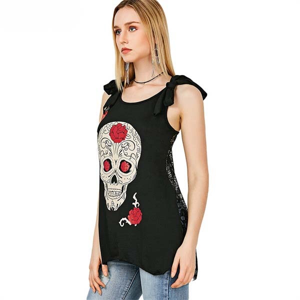 New Women T-Shirt Sexy Skull