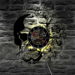 Skull With Rose Wall Clock