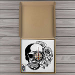 Skull With Rose Wall Clock