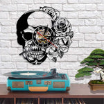 Skull With Rose Wall Clock