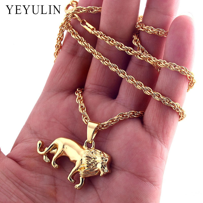 Lion Necklace Pure Gold Color