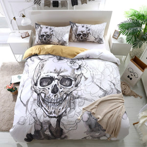 3d Flowers skull Bedding Set