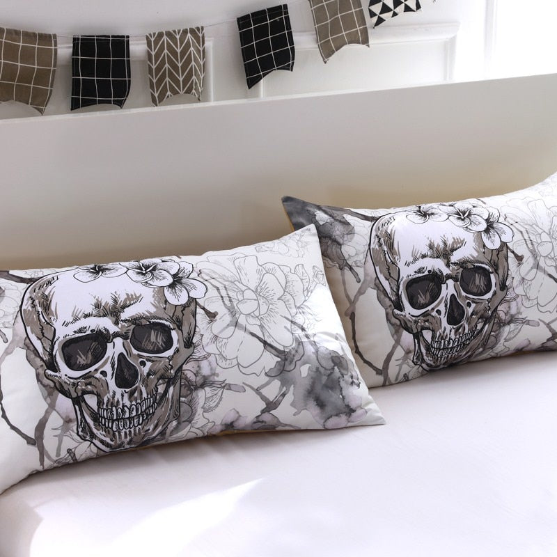 3d Flowers skull Bedding Set