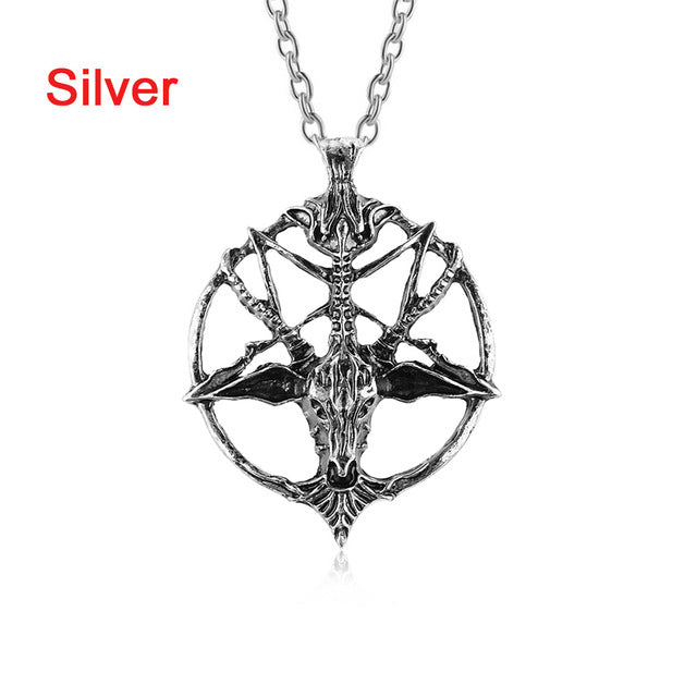 Pentagram Pan God Skull Necklace