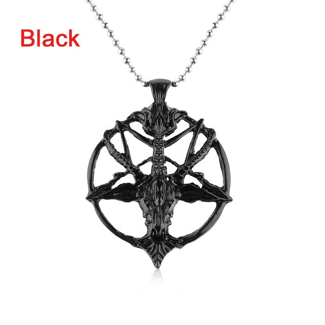 Pentagram Pan God Skull Necklace