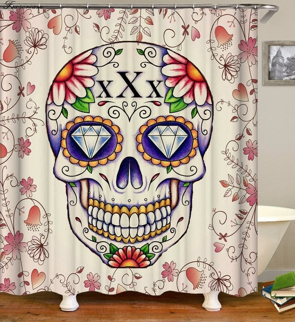 sugar skull shower bathroom