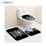 3Pcs Skull Bathroom Carpet