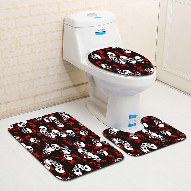 3Pcs Skull Bathroom Carpet