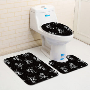 3Pcs Skull Bathroom Carpet