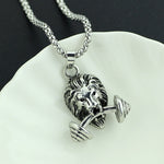 Steampunk 3D Lion Dumbbell Necklace