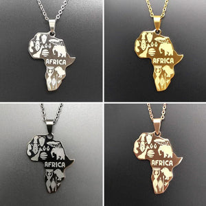 4 Color Africa Map Necklace