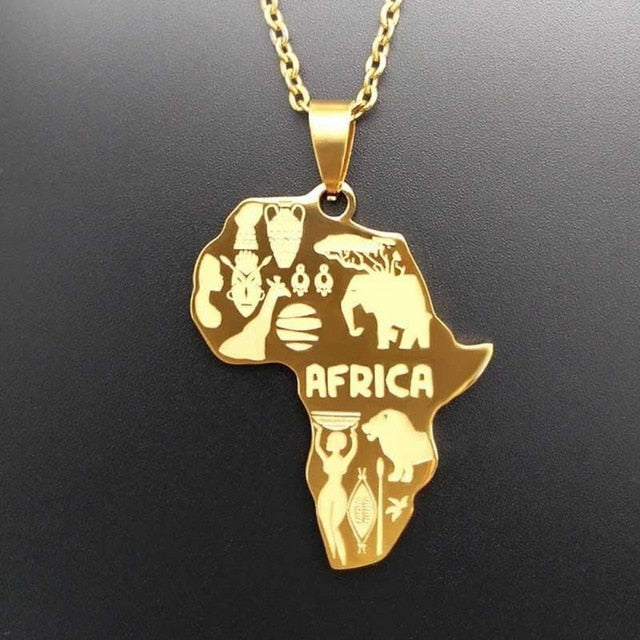 4 Color Africa Map Necklace