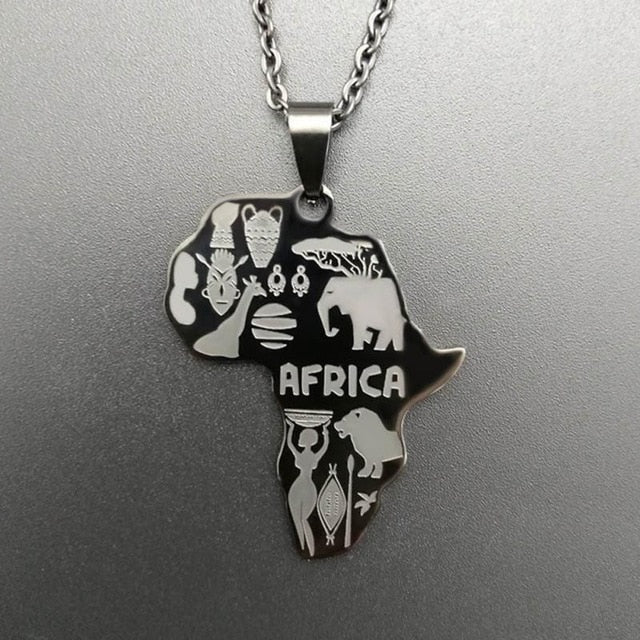 4 Color Africa Map Necklace