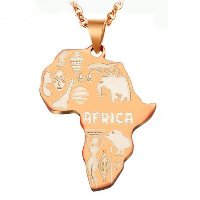 4 Color Africa Map Necklace