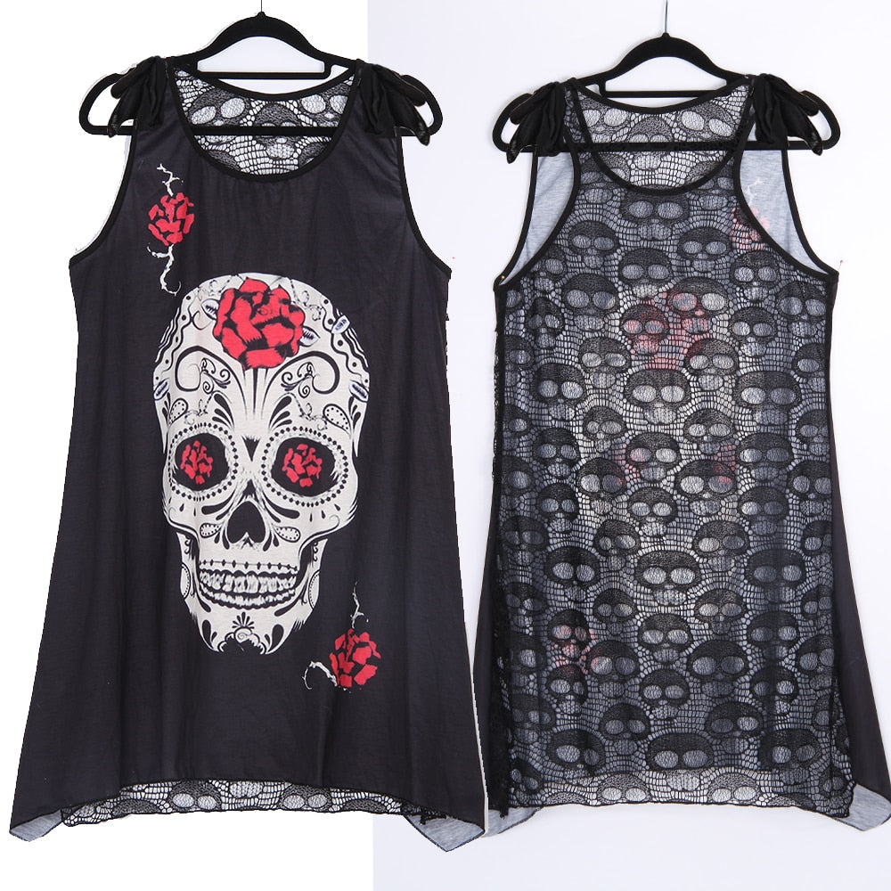 New Women T-Shirt Sexy Skull