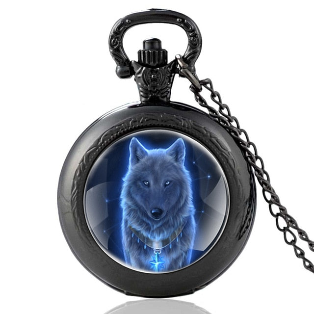 Mysterious Wolf Quartz Pocket Watch