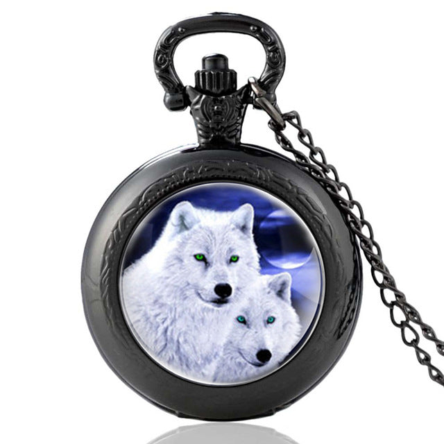 Mysterious Wolf Quartz Pocket Watch