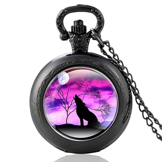 Mysterious Wolf Quartz Pocket Watch