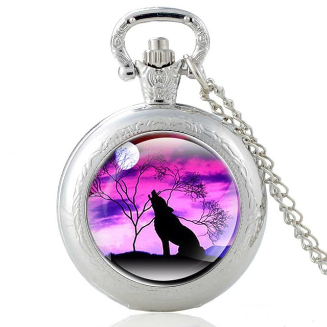 Mysterious Wolf Quartz Pocket Watch