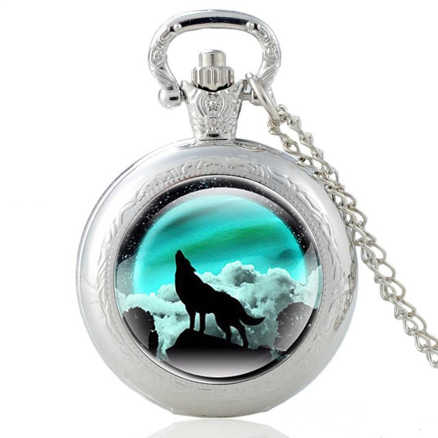 Mysterious Wolf Quartz Pocket Watch