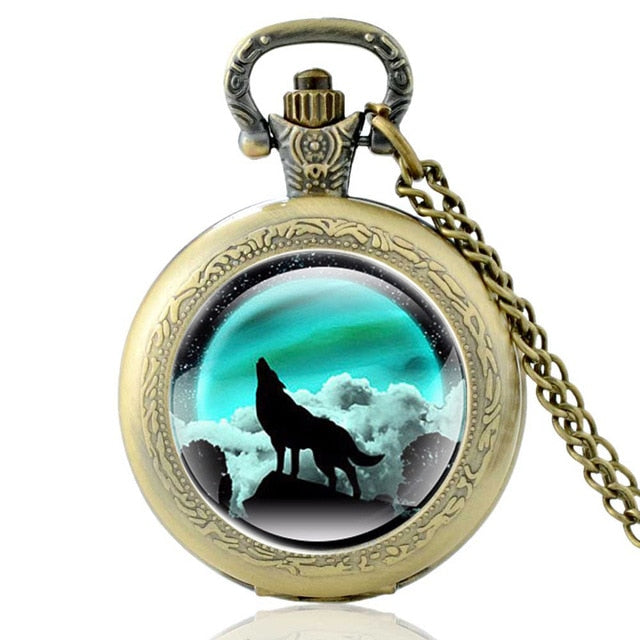 Mysterious Wolf Quartz Pocket Watch