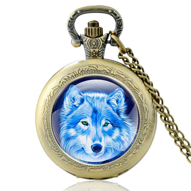 Mysterious Wolf Quartz Pocket Watch